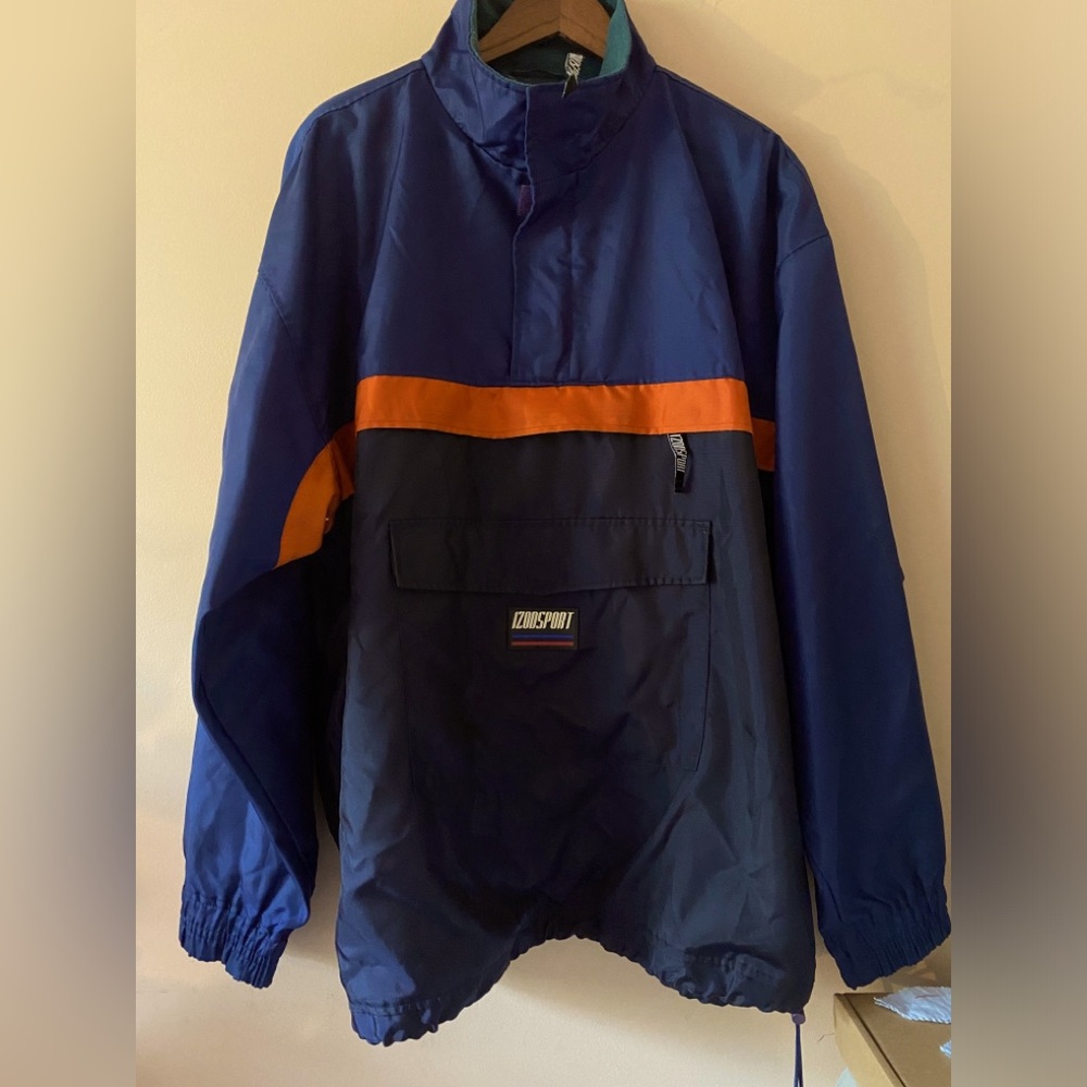 Vintage Izod Windbreaker Jacket Men Size XL Colorblock Retro IZODSPORT